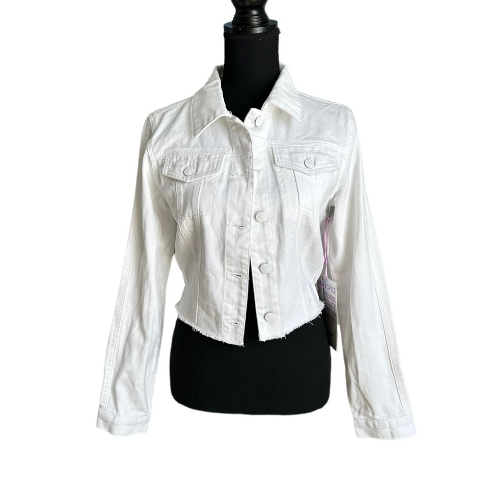 Blue Spice White Button Down Denim Jacket Size Small